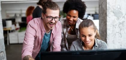 Digital marketing strategies for Florida businesses displayed on a laptop with analytics dashboard.
